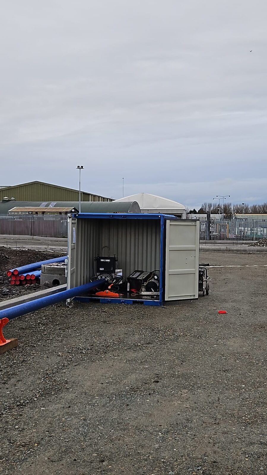 Butt fusion welding inside site container